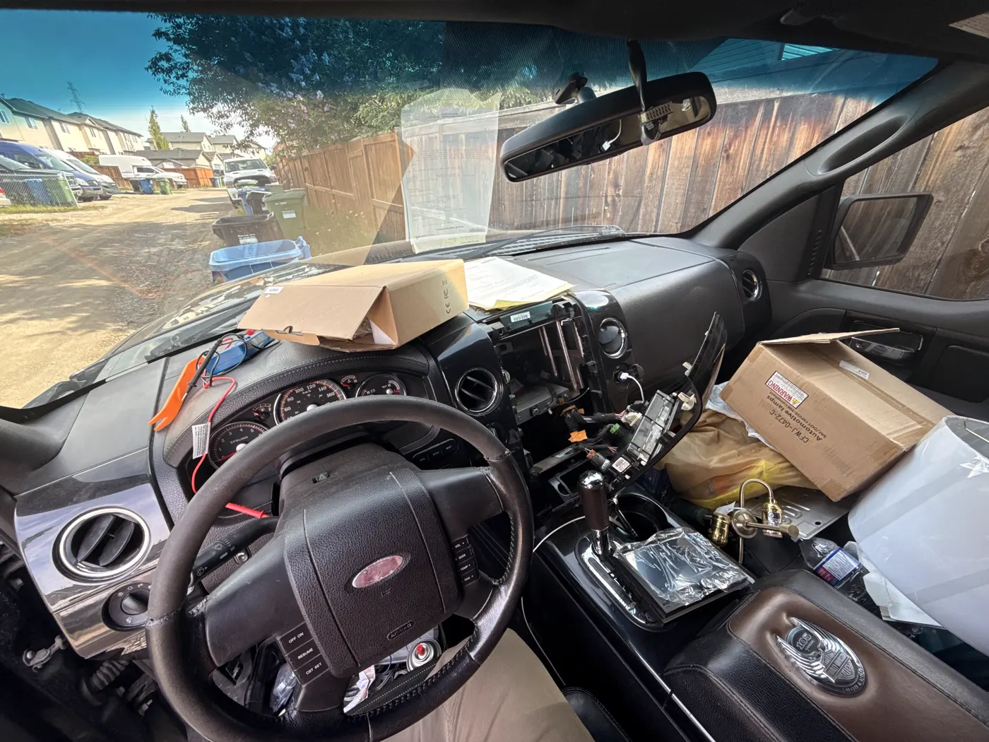 2016 Ford F-150 Harley-Davidson Edition dashboard opened for CarPlay stereo installation